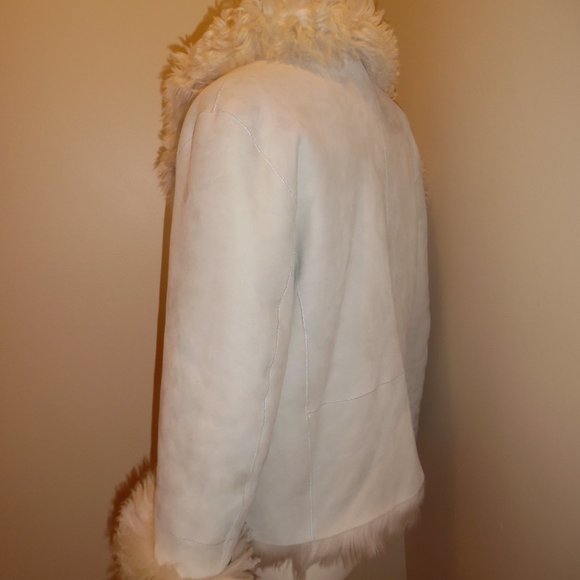 Tory‎ Burch Shearling Ivory White Lambskin Winter Runway Jacket Coat Jacket - Picture 8 of 16
